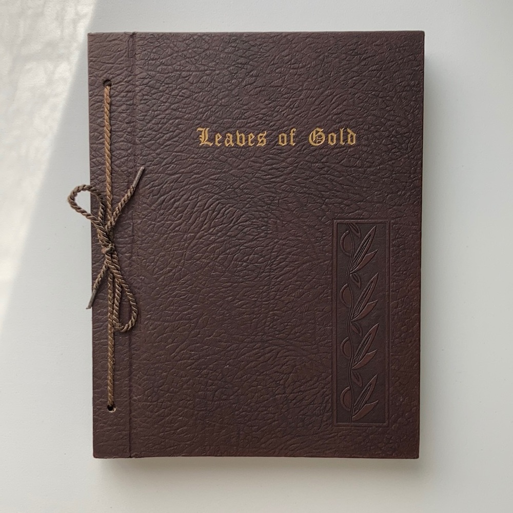 “Leaves of Gold” 1956 leather coffee table book